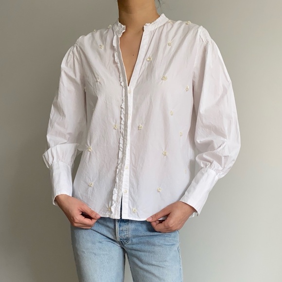 Zara Tops - Zara beaded poplin shirt